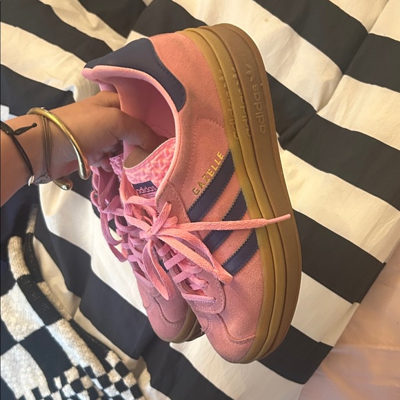 Adidas Pink and Blue Casual Sneakers platform gazelles - Picture 2 of 4